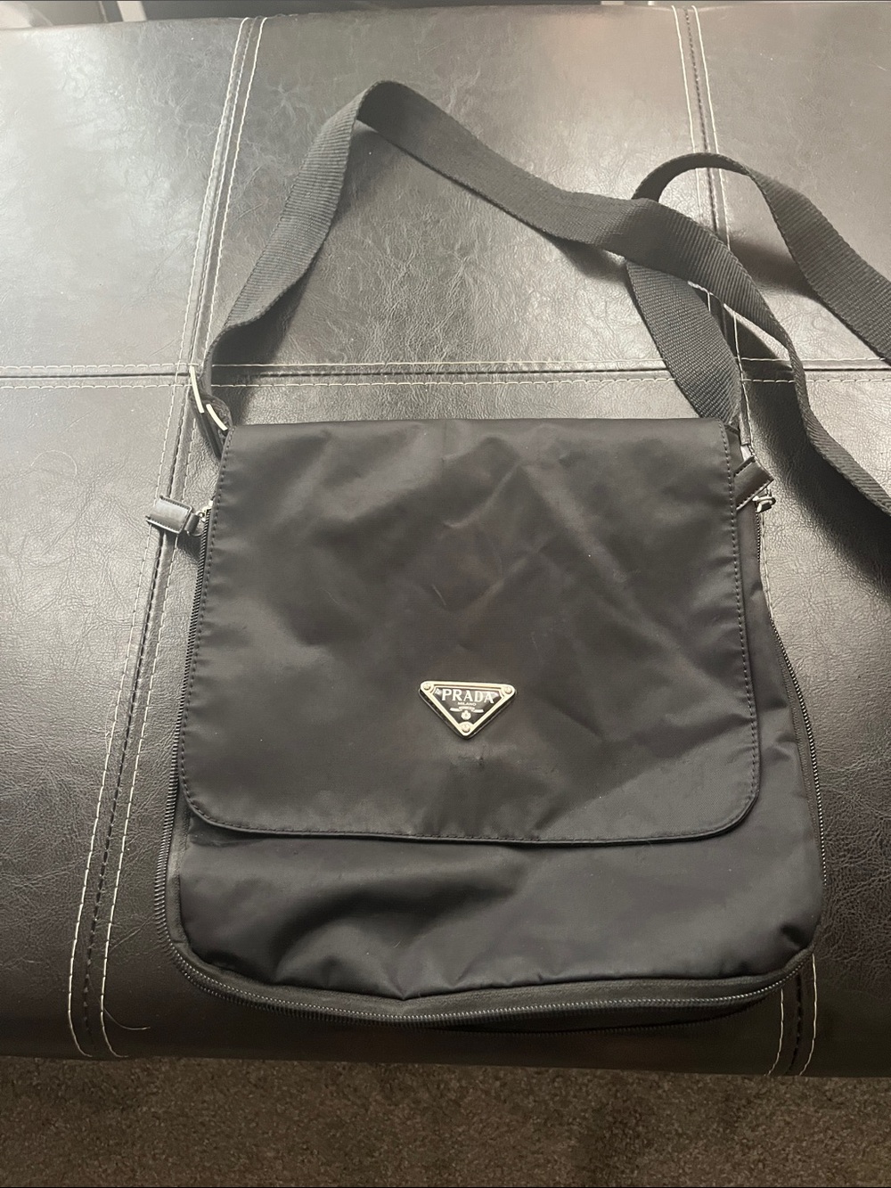 Prada Black Nylon Messenger Crossbody Bag for Women/Men